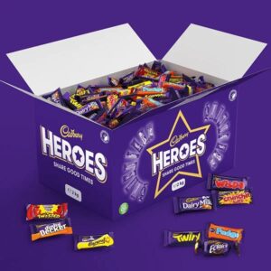 Cadbury Heroes Chocolate Lage Bulk Sharing Box, Assorted Mini-Size Milk Bars (2kg)