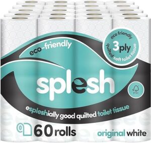 Splesh by Cusheen 3-ply Toilet Roll - Unscented (60 Pack)